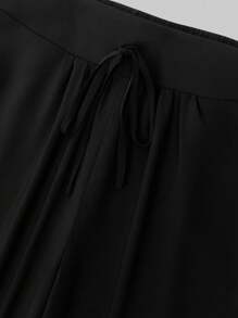 SHEIN LUNE 大码纯色裹身衬衫和长裤 2 件套，休闲度假