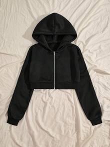 Unity Women's Halloween Pattern Printed Loose Casual Short Hoodie,Suitable For Halloween Parties - 黑色 - 查看 5