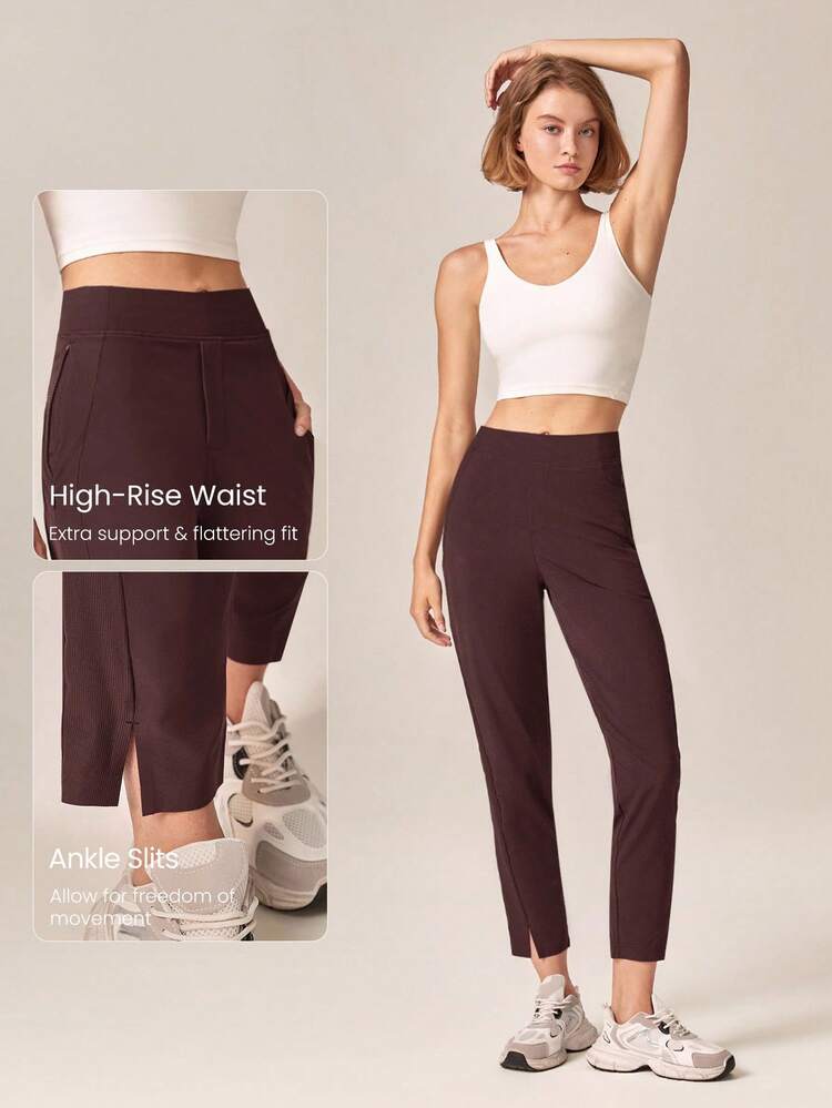 GLOWMODE 25'' VitalSwift Ultra-Light Petite Tapered Slim-Fit Slit Work Joggers Pants With Side Pockets Daily Casual Fall - Purple - View 4