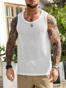 Manfinity Homme Maiou bărbătesc, culoare solidă, cu guler rotund, model jacquard, cu scobitură, culoare solidă, vară