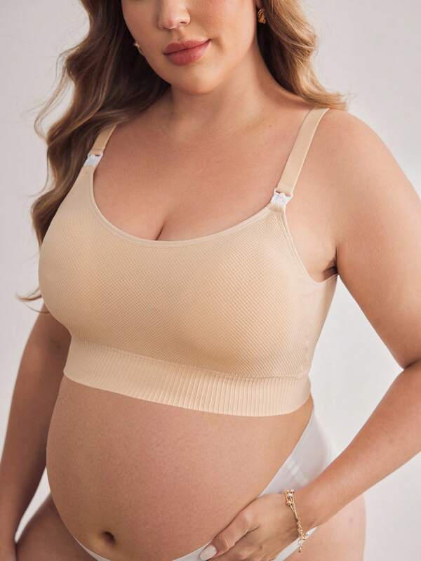 BloomMama Plus Size Women Solid Color Casual Comfortable Maternity Nursing Bra