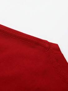 Franclia 女士休闲亮片蝴蝶图案圆领短袖T恤，夏季 - 紅色 - 查看 5