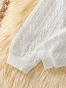 SHEIN 男婴纯色圆领长袖麻花针织连体衣，新生儿秋冬套装，针织男婴套装，新生儿婴儿套装，麻花针织连体衣，男婴服装，中性婴儿服装，男女通用天然婴儿服装，新生儿