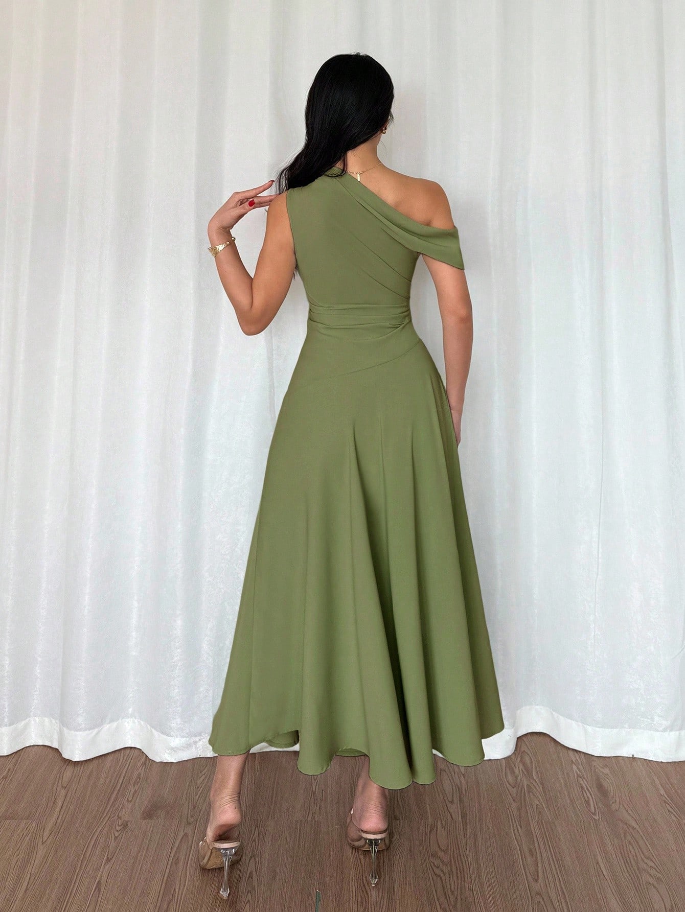 Elenzga فستان طويل أنيق وفاخر للنساء، ذو فتحة رقبة...