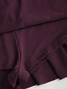 Sweetra Women's Elegant Solid Color Asymmetric Neck Mini Dress, Summer - Red Violet - View 6