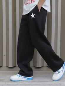 SHEIN Quần len in logo ngôi sao thường ngày cho bé gái tuổi teen, quần đa năng màu trơn phù hợp cho mọi hoạt động, thích hợp để đi làm, đi học, mặc thường ngày, du lịch, tiệc ngoài trời, thể thao, thích hợp cho mùa thu/đông - màu đen - Xem 7