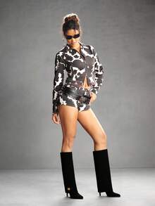 CUCCOO SZL 女士尖头高筒细高跟过膝长靴，性感时尚女士圣诞马靴