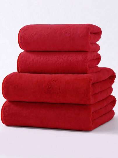 SHEIN Coral Velvet Is Soft, Comfortable, Absorbent, Quick-Drying, Simple And Plain, And The Hair Can Not Be Lost. Dry Hair Towel Is 1 Bath Towel Or 1 Bath Towel For Home Use.