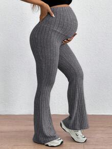 SHEIN Maternity Adjustable Waist Skinny Bell-Bottom Long Pants With Super High Waist - Dark Grey - View 4