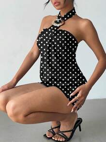 Aloruh 女式 Y2K 前卫性感紧身金属纽扣装饰吊带黑色迷你超短夜店连衣裙，适合夏季 - 彩色 - 查看 4