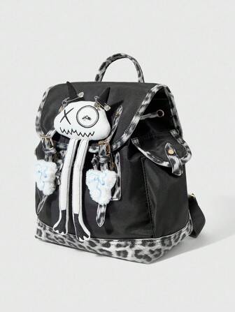 Kawaii Ladies, Women Backpack,Punk,Black, Funny,Fashionable, Personalized, Simple, Versatile, Street, Sweet And Cool Girls, Hot Girls,Y2k, Retro, Rivets, Vintage,Teenagers,Preppy Style,School, College,Autumn And Winter