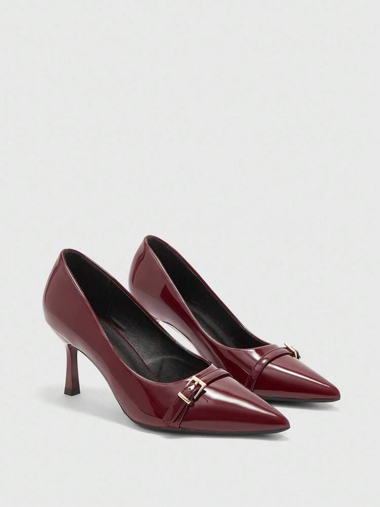 CUCCOO BIZCHIC Burgundy Women's High Heel Pumps, Sexy Stiletto Pointed Toe Shoes For Outdoor, Work, Party, Banquet For Christmas Spring Shoes