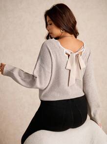 Elaquor Femmes grande taille Chandail ample minimaliste polyvalent avec bretelles au dos, couleur unie, pull ample, vêtements d'automne/hiver pour femmes