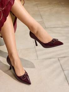 MOTF PREMIUM Tacones altos de punta fina en piel sintética (PU) - Burdeos - Ver 3