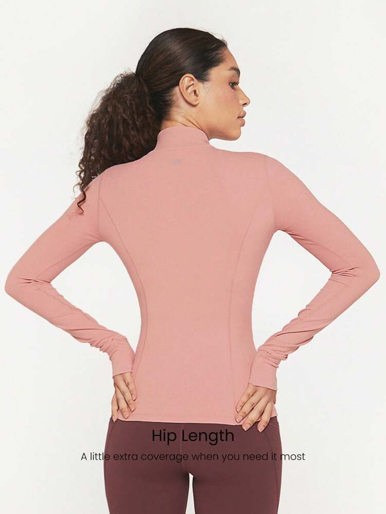 FeatherFit™ Slim-It Streamline Performance Secure Pockets Zip Up Long Sleeve Jacket Low Impact Yoga Pilates Daily Spring Summer