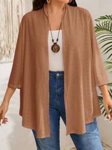 EMERY ROSE Große Größen Mantel mit langen Ärmeln in Unifarbe, Lässig Alltagsmode, Urlaub, Boho