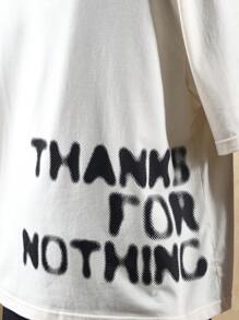 SUMWON Camiseta de texto de declaración oversize Gracias, Nada Eslogan Impreso en tinta negra Casual Moderno Streetwear Urbano Unisex Camiseta Verano Concierto Fiesta Redes Sociales - Albaricoque - Ver 3