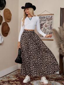 LanaWest 女士时尚豹纹长裙，适合春夏季度假海滩 - 彩色 - 查看 6