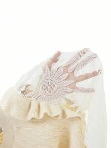 Ellevyn Elegant Ruffled Lace Sleeve Crew Neck Sweater, Comfortable For Everyday Wear,Women's Winter Sweater,Winter Clothes For Women - Apricot - View 7