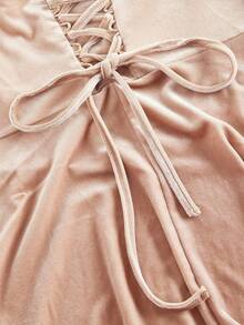 SHEIN MOD 大码浪漫卡其色仿鱼骨设计单肩连衣裙、晚宴服、正式礼服、舞会礼服、酒红色长裙、伴娘礼服、天鹅绒礼服、返校节礼服、文艺复兴礼服、复古礼服、新年、情人节、紧身胸衣礼服 - 卡其色 - 查看 3