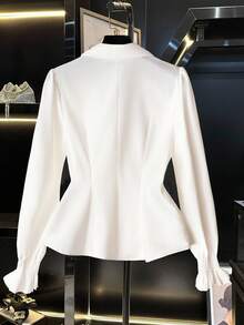 Franclia Women's Shirt With Oblique Placket Design And Cuff Decoration Fall Cloth For Women