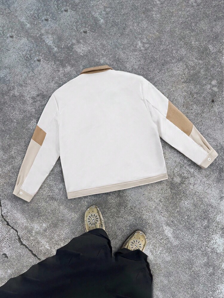 Manfinity EMRG 男士拼色拉链夹克，街头风格短款夹克拉链夹克短款上衣夹克男士短款拉链夹克男士短款夹克拉链短款夹克 - 彩色 - 查看 2