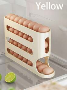 Tier Large Capacity Slide Egg Storage Box - Automatic Rolling, Space-Saving Design For Refrigerator Side Door, Easy Access And Organization, For Easter Day, Egg Storage Trays