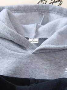 SHEIN Genkimix Kids 3pcs/Set Toddler Boys' Casual Dinosaur Embroidery Hoodie Sweatshirt & Loose Pants Outfit, High-Quality Soft Fabric, Versatile For School, Outing, Holiday, Party, Back To School Season Fall Winter