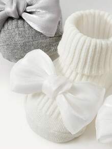 Cozy Pixies 2 pary dziewczęcych, ślicznych, krótkich skarpetek termicznych z kokardką, odpowiednich do codziennego noszenia - Wielokolorowe - Zobacz 8