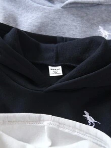 SHEIN Genkimix Kids 3pcs/Set Toddler Boys' Casual Dinosaur Embroidery Hoodie Sweatshirt & Loose Pants Outfit, High-Quality Soft Fabric, Versatile For School, Outing, Holiday, Party, Back To School Season Fall Winter