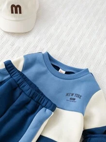 Cozy Pixies 2pcs Baby Boy Knit Soft Crew Neck Long Sleeve Pullover Sweatshirt And Elastic Waist Cuffed Pants Set Fall Winter - Multicolor - View 5