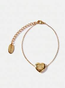 S.W.Smiley x MOTF PREMIUM 18K镀金眨眼心形笑脸手链 - 金黃色 - 查看 4