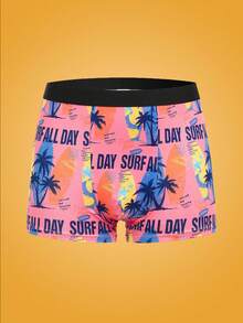 Notgurli Men's Tropical Print Casual Swim Trunks - Multicolor - View 5