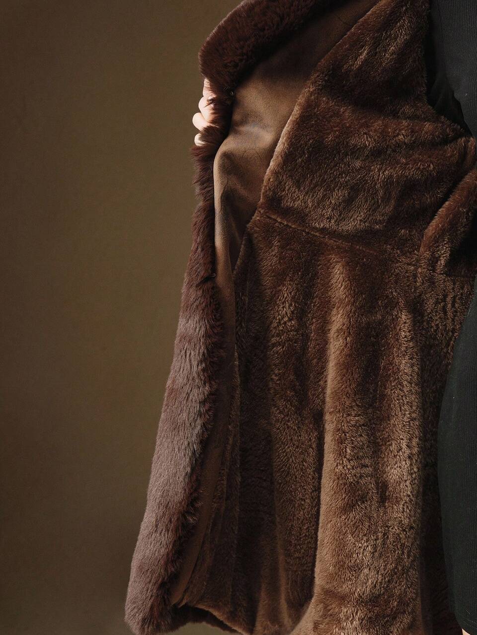 Women's Fluffy Fur Collar Belted Faux Fur Jacket, Autumn/Winter