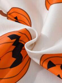 SHEIN 男婴万圣节南瓜脸印花长袖连体衣，带帽子，春秋季，适合万圣节派对 - 彩色 - 查看 5