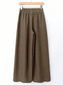 Rusticease 女士纯色松紧腰阔腿宽松休闲裤