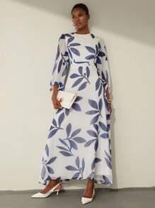 Aveloria Modichic Tencel Printed Romantic Vacation & Commute Long Sleeve Dress For Women Fall Cloth For Women - Blue and White - View 6