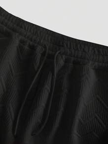 Manfinity Homme Bộ áo thun và quần short họa tiết trơn màu dành cho nam, trang phục ấm áp - màu đen - Xem 6