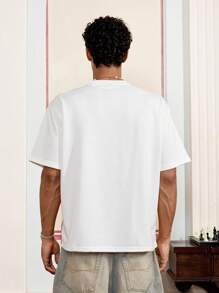 SWAVVY Men's Summer Letter Print Contrast Color Round Neck Short Sleeve Casual T-Shirt - Red and White - View 2