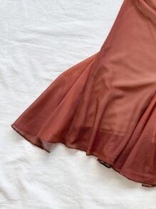 Soleia Women's Vacation Spaghetti Strap Mini Dress, Draped Neck, Backless, Bowknot, Fishtail, Sexy Style, Mini Dress, Tea Length, Shopping, Romantic, Date, Beach Outfit, Mesh, Young, Girlish Vacation Dress Sunset Dress Ombre Dress Summer Vacation Dress - Multicolor - View 6