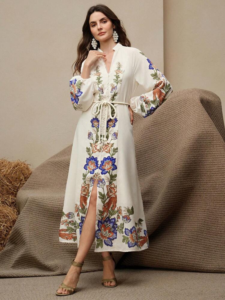 Women's Floral Print Lantern Sleeve Loose Elegant Dress Boho Dress Women Women's Dresses