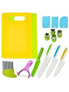 Zazumi 3PCS 6PCS 7PCS Montessori Kitchen Tools Set ABS Plastic Cooking Knives Cutting Boards Sandwich Cutters Peelers Safe Kids Cooking Utensils Birthday Gift For Toddlers