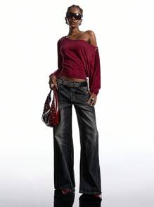 LYSMO 2025 New Arrive Minimalism Fall Women's One Shoulder Top Fashion Sexy Hollow-Out Shoulder Striped Long Sleeve T-Shirt Graphic Tees Party Outfit Women Back To School, Homecoming, 2000s Style, Y2K Clothes Women, Streetwear Grunge And Punk Chic, Y2K Clothes And Stockholm Style, Edgy Clothes Woman And Unique Clothes Christmas Clothes Halloween Costumes