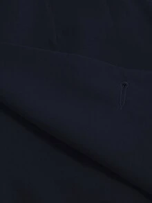 SHEIN MOD Áo gió ngắn không tay vải lanh thanh lịch đa năng màu xanh nước biển cỡ lớn - Màu xanh hải quân - Xem 6