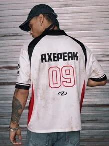 AXEPEAK Áo thun polo tay ngắn dáng rộng thoải mái dệt kim dành cho nam - trắng - Xem 2