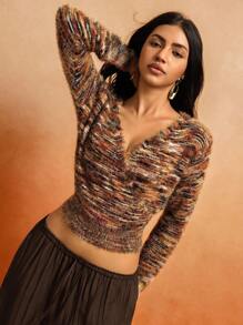 Roylia Áo len chui đầu ngắn tay dài cổ chữ V cho nữ - Nhiều màu - Xem 4