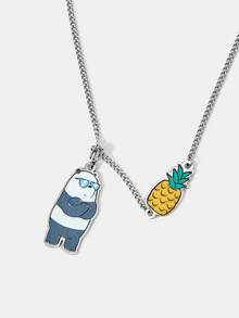 We Bare Bears X SHEIN 1pc 20mm Cute Cartoon Bear Pattern Necklace - Multicolor - View 3