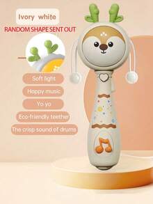 Zazumi 1PC 7.48*2.48in Baby Toy, Baby Music Swing Toy 18 Months Old, Baby Wave Drum Toy, Baby Bite Ring Toy With Music And Light, Toddler Learning Toy With Music And Light, Newborn Toy Baby Boy Girl Gift (Without Battery) - Multicolor - View 12