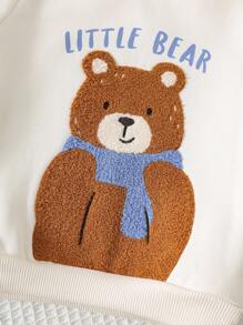 Cozy Pixies Baby Boy Cartoon Bear Pattern Knitted Soft Crew Neck Long Sleeve Pullover Sweatshirt,In Fall/Winter - Apricot - View 4