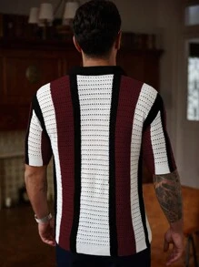 Manfinity Homme Men's Summer Casual Colorblock Striped Knit Sweater